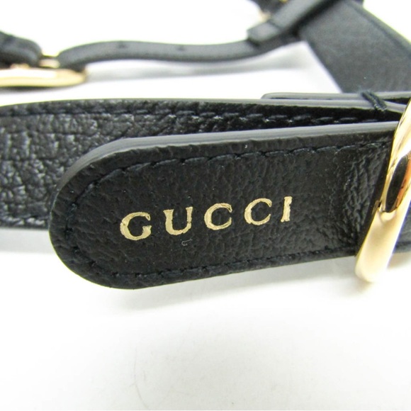 NWB Gucci GG Logo Black Leather Pet - Dog Harness with Gold Buckles Size M - Picture 3 of 16